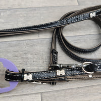 Hemmo & Co Pawgeous Black Lead & Collar Set Glitter Bone 12mm X 10-12"