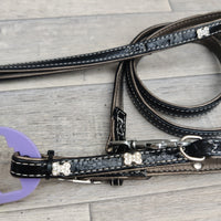 Hemmo & Co Pawgeous Black Lead & Collar Set Glitter Bone 12mm X 10-12"