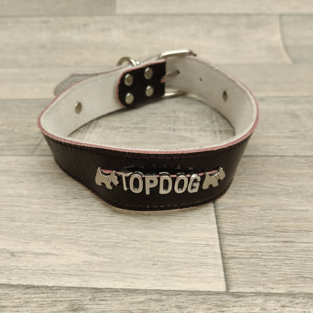 Poochie & Gabbana Designer Dog Diamante Leather Collar 40-51cm