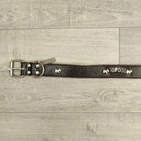 Poochie & Gabbana Designer Dog Diamante Leather Collar 40-51cm