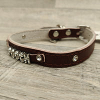 Poochie & Gabbana Designer Dog Diamante Leather Collar 26-34cm
