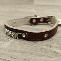 Poochie & Gabbana Designer Dog Diamante Leather Collar 26-34cm