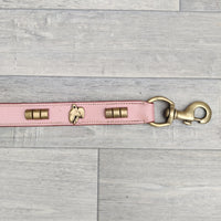 Pink Leather Studded Staffie Bull Terrier Dog Lead 31mm X 80cm