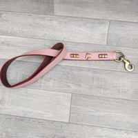 Pink Leather Studded Staffie Bull Terrier Dog Lead 31mm X 80cm
