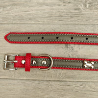 Rosewood Wag 'n' Walk Stylish Red Silver Dog Collar 40-52cm