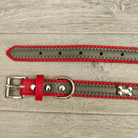 Rosewood Wag 'n' Walk Stylish Red Silver Dog Collar 40-52cm