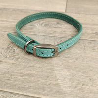 Leather Plain Collar 1/2" X 12" - 14" Blue British By Design