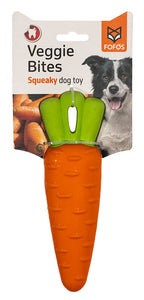 Fofos Veggie Bites Squeaky Dog Toy Carrot