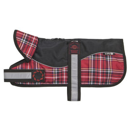 Outhwaite Reflective Black/Red Tartan Padded Harness Coat