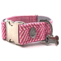 Hugo & Hudson Pink Herringbone Dog Collar