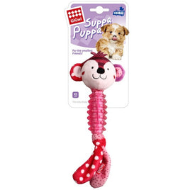 GiGwi Suppa Puppa Squeaker Monkey for Puppies and Small Dogs Pink
