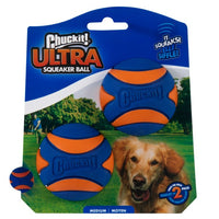 Chuckit Launcher Ultra Squeaker Ball Medium 2pk 6.5cm