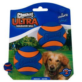 Chuckit Launcher Ultra Squeaker Ball Medium 2pk 6.5cm