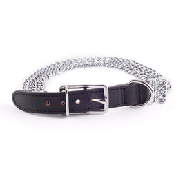 Ancol 3 Row Heavy Chain Choke Collar Black Leather