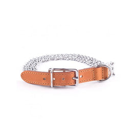 Ancol 3 Row Heavy Chain Choke Collar Tan Leather