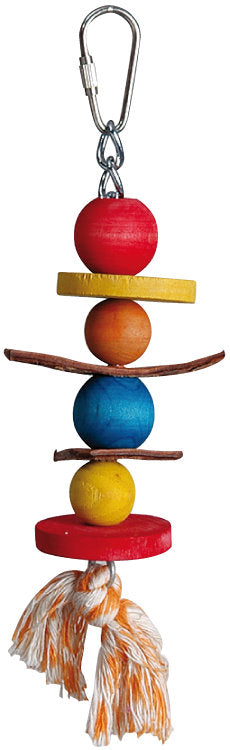 Sky Parrot Toy - Hanging Leather & Colourful Disks Bird Bite 21cm