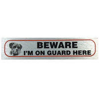 Metallic Style Dog Warning Stickers 17x4cm