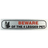 Metallic Style Dog Warning Stickers 17x4cm