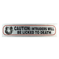 Metallic Style Dog Warning Stickers 17x4cm