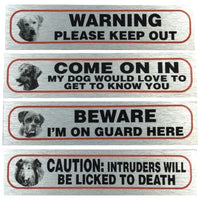 Metallic Style Dog Warning Stickers 17x4cm