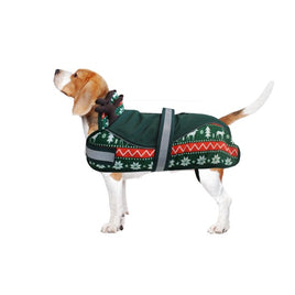 Animate Padded Christmas Reindeer Waterproof Dog Coat Green