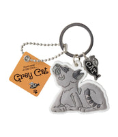 Cat Key Ring Grey Cat (cool)