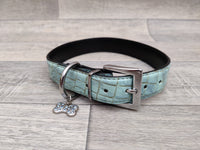 Ancol Leather Collar Blue Crocodile 20-27cm (Size 1)