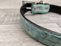 Ancol Leather Collar Blue Crocodile 39-47cm