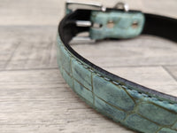 Ancol Leather Collar Blue Crocodile 39-47cm