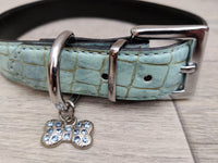 Ancol Leather Collar Blue Crocodile 20-27cm (Size 1)