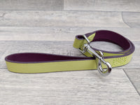 Ancol Indulgence Leather Lead Lime Green Grape Sz 2-7 1m X19mm