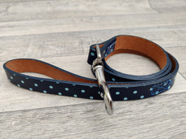 Ancol Indulgence Leather Lead Polka Dot Blue 1m X19mm