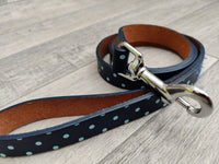 Ancol Indulgence Leather Lead Polka Dot Blue 1m X19mm