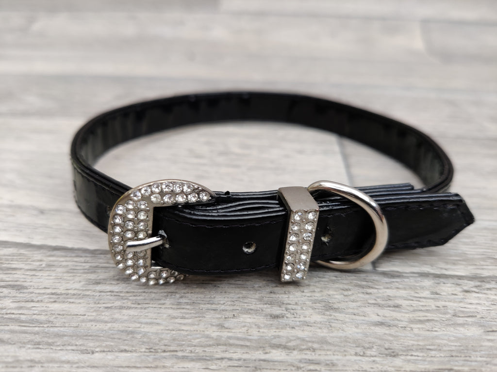 Ancol Black & Diamante Bling Dog Collar 32-40cm