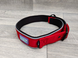 Hemmo & Co Padded Reflective Collar Red 1.25" x 24-30"