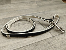 British By Design Diamante Paw Lead 1/2" X 48" Black & White