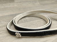 British By Design Diamante Paw Lead 1/2" X 48" Black & White