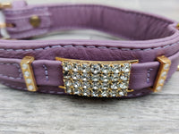 Hi Craft Luxury Designer Leather Dog Collar Lilac 3cm x 40-46cm