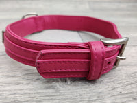 Hi Craft Luxury Designer Leather Dog Collar Hot Pink 3cm x 45-52cm