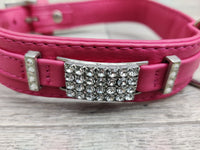 Hi Craft Luxury Designer Leather Dog Collar Hot Pink 3cm x 45-52cm