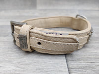 Hi Craft Luxury Designer Leather Dog Collar Beige 3cm x 40-46cm