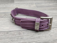 Hi Craft Luxury Designer Leather Dog Collar Silver Lilac 3cm x 40-46cm