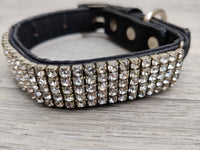 Rosewood Luxury Designer Diamante Faux Suede Small Dog Collar Black 1.8cm X 20-32cm