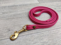 Hi Craft Luxury Designer Leather Dog Lead Hot Pink 1.3cm x 130cm