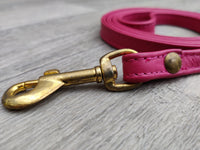 Hi Craft Luxury Designer Leather Dog Lead Hot Pink 1.3cm x 130cm