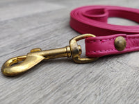 Hi Craft Luxury Designer Leather Dog Lead Hot Pink 1.3cm x 130cm
