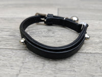 Hi Craft Luxury Black Leather Cat Collar With Bell 22-26cm