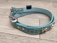 Luxo Blue Croc Leather Dog Lead 1.8cm x 106cm