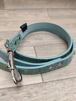 Luxo Blue Croc Leather Dog Lead 1.8cm x 106cm