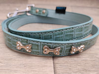 Luxo Blue Croc Leather Dog Lead 1.8cm x 106cm